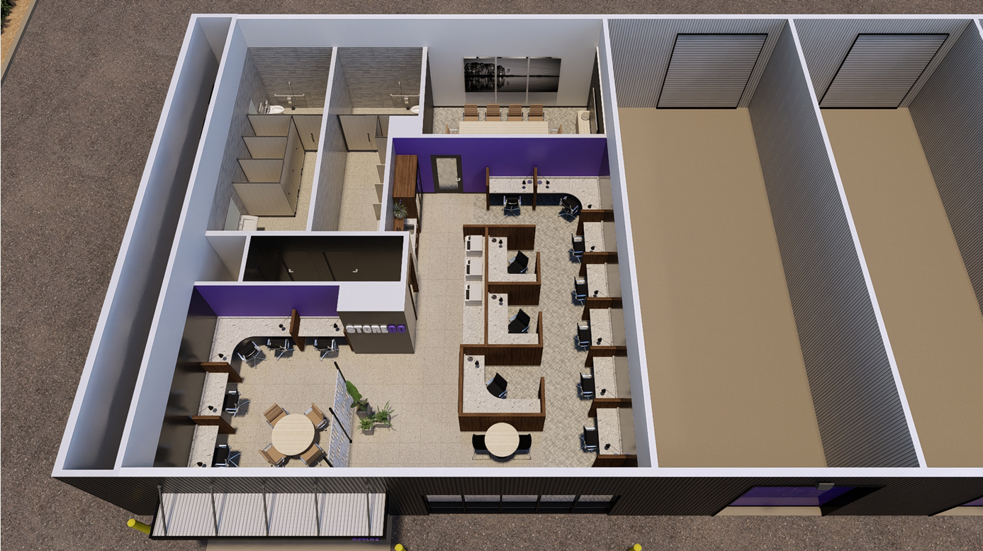 Cutaway of the shared coworking and meeting room building